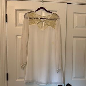 BCBGeneration White and Cream Long Sleeve Dress